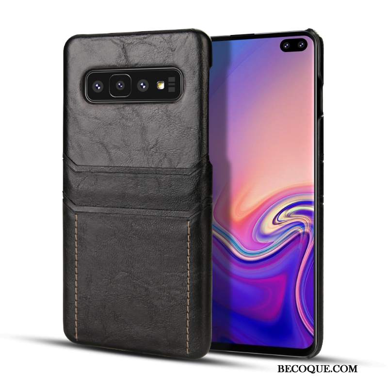 Futerał Samsung Galaxy S10+ Skóra Na Telefon Czarny, Etui Samsung Galaxy S10+ Młodzież Anti-fall