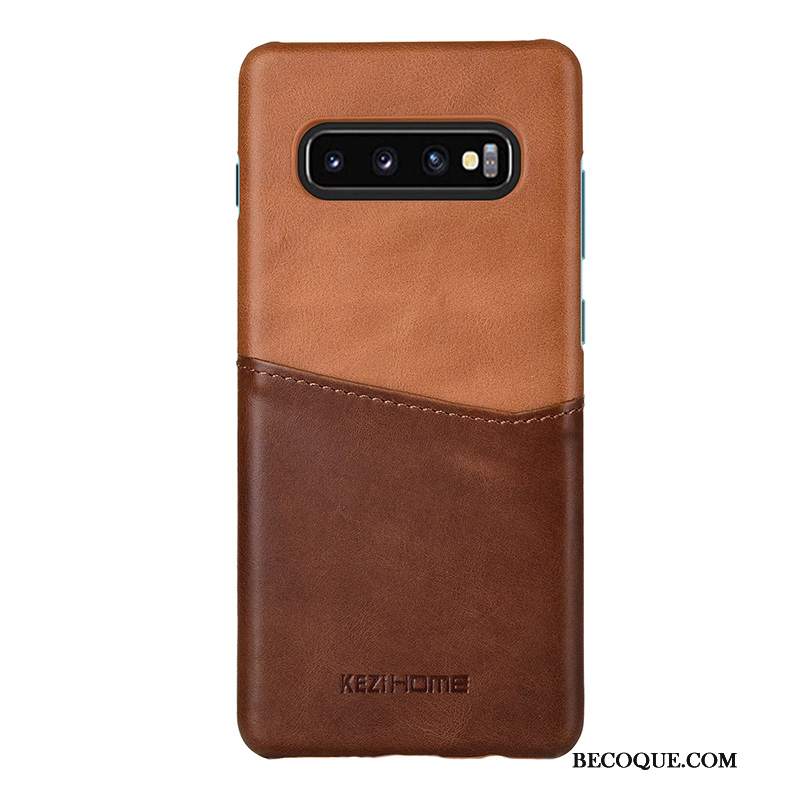 Futerał Samsung Galaxy S10+ Skóra Na Telefon Khaki, Etui Samsung Galaxy S10+ Karta