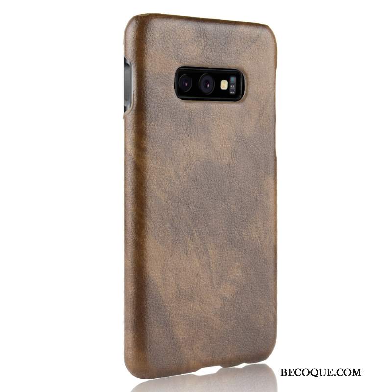 Futerał Samsung Galaxy S10e Torby Brązowy Litchi, Etui Samsung Galaxy S10e Ochraniacz Wzór Nubuku