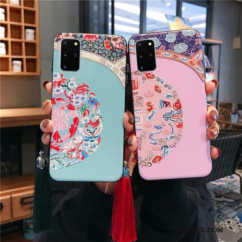 Futerał Samsung Galaxy S20+ Silikonowe Szkło Tendencja, Etui Samsung Galaxy S20+ Vintage Anti-fall Chiński Styl