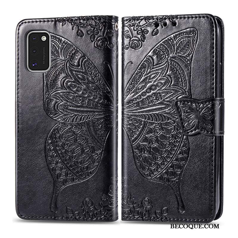 Futerał Samsung Galaxy S41 Skóra Kwiaty Motyl, Etui Samsung Galaxy S41 Pokrowce Czarny Relief