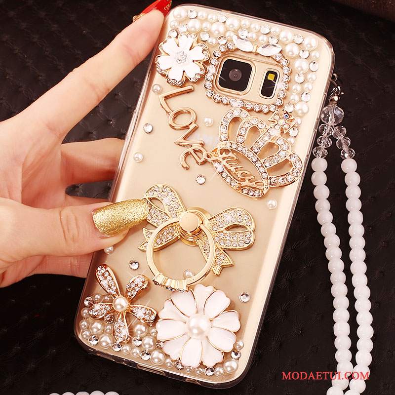 Futerał Samsung Galaxy S6 Edge Rhinestone Na Telefon Tendencja, Etui Samsung Galaxy S6 Edge Ochraniacz Złoto