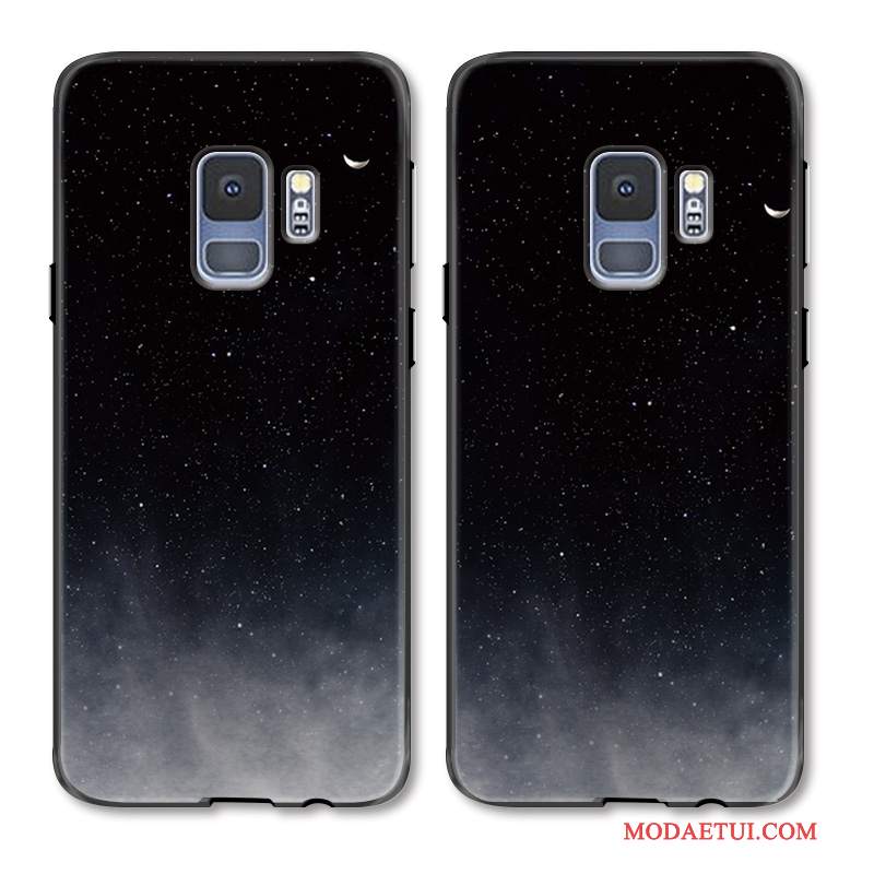 Futerał Samsung Galaxy S9 Kreatywne Miesiąc Czarny, Etui Samsung Galaxy S9 Torby Gwiaździsty Proste