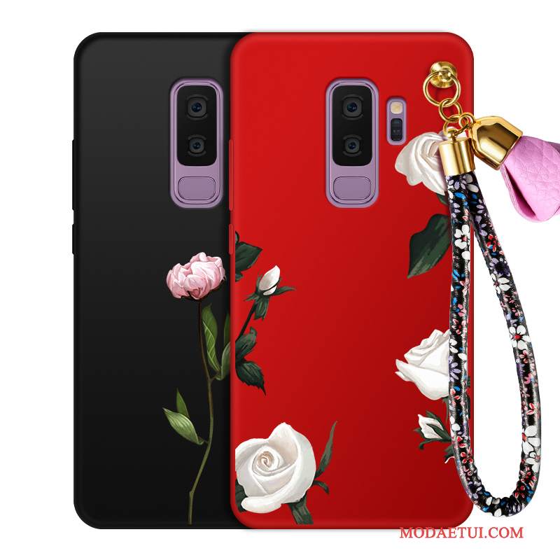 Futerał Samsung Galaxy S9 Silikonowe Czarny Czerwony, Etui Samsung Galaxy S9 Miękki Na Telefon Kwiaty