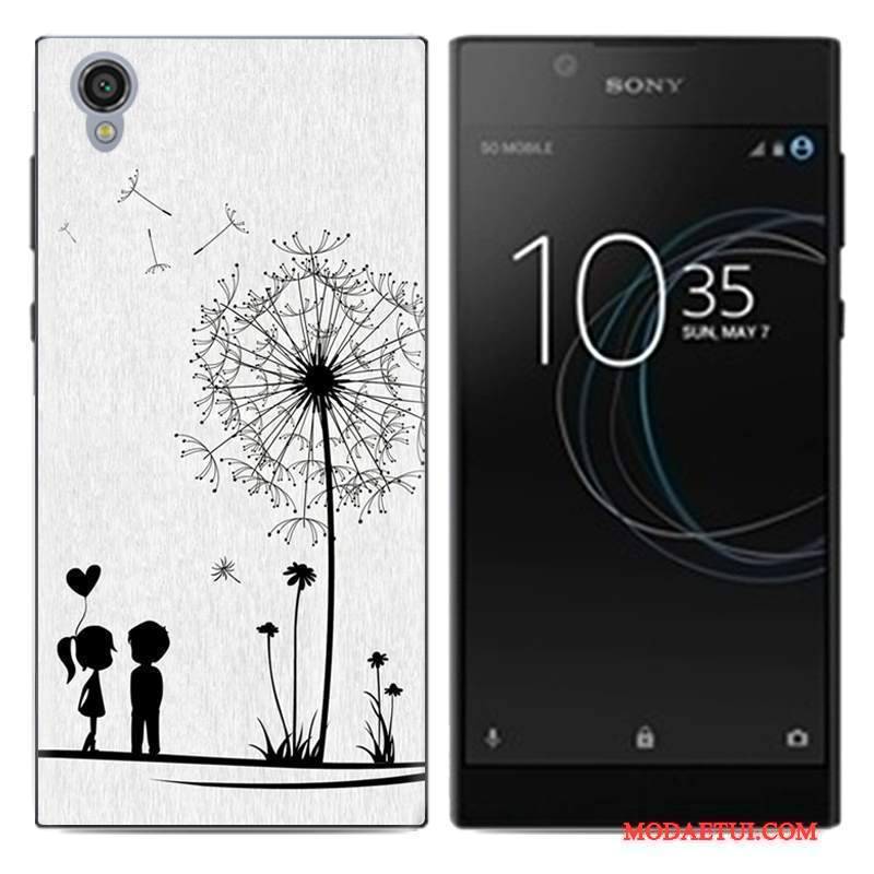 Futerał Sony Xperia L1 Kreskówka Na Telefon Tendencja, Etui Sony Xperia L1 Miękki Pu Biały