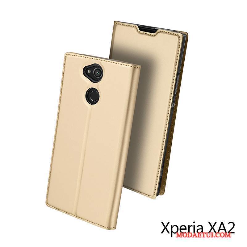 Futerał Sony Xperia Xa2 Ochraniacz Na Telefon Anti-fall, Etui Sony Xperia Xa2 Skóra Złoto Karta