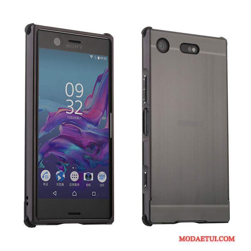 Futerał Sony Xperia Xz1 Compact Metal Anti-fall Szary, Etui Sony Xperia Xz1 Compact Ochraniacz Granica Ciemno