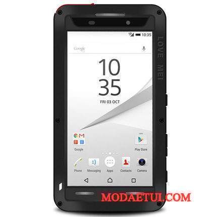 Futerał Sony Xperia Z5 Compact Metal Na Telefon Czarny, Etui Sony Xperia Z5 Compact Ochraniacz Granica Trzy Mechanizmy Obronne