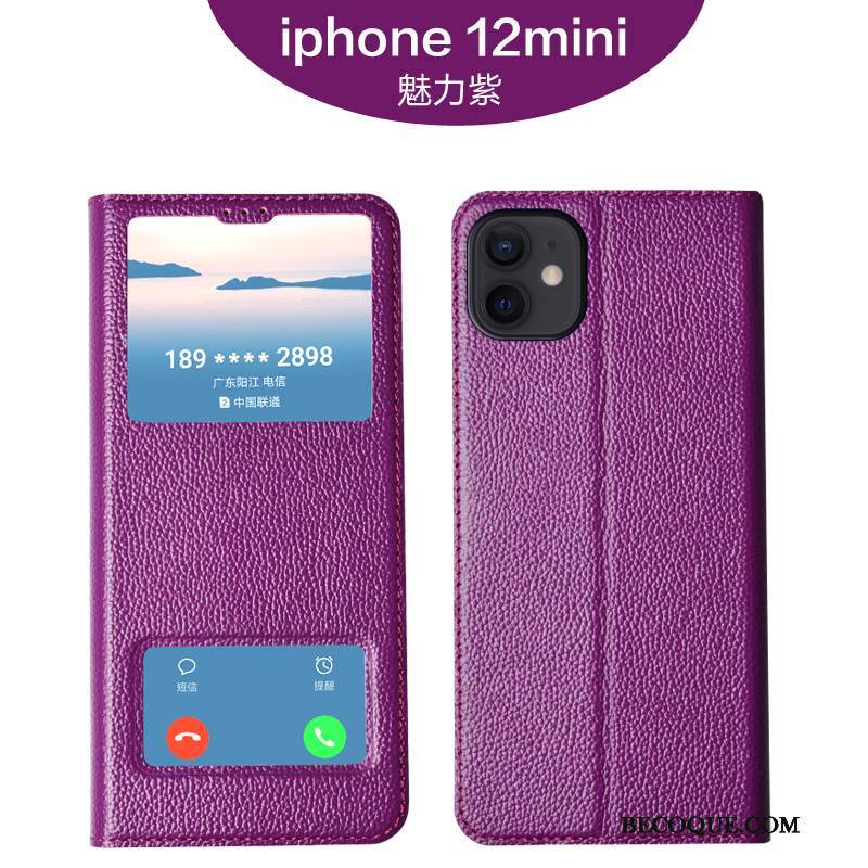 Futerał iPhone 12 Mini Ochraniacz Jakość Purpurowy, Etui iPhone 12 Mini Miękki Biznes Wysoki Koniec