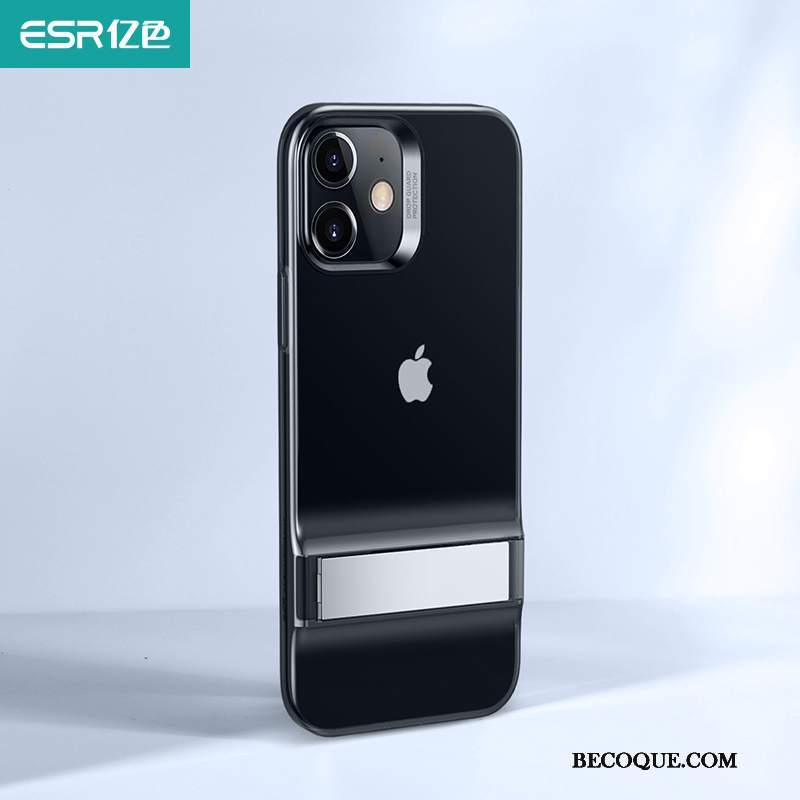 Futerał iPhone 12 Mini Wspornik Czarnyna Telefon, Etui iPhone 12 Mini Silikonowe Cienkie Przezroczysty