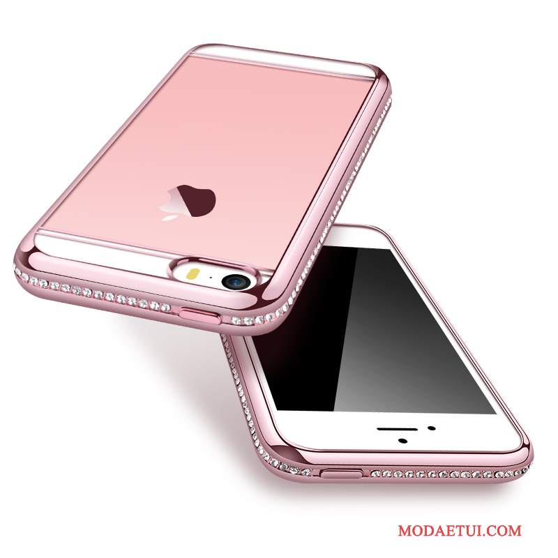 Futerał iPhone 5/5s Rhinestone Różowe Złoto Tendencja, Etui iPhone 5/5s Luksusowy Na Telefon