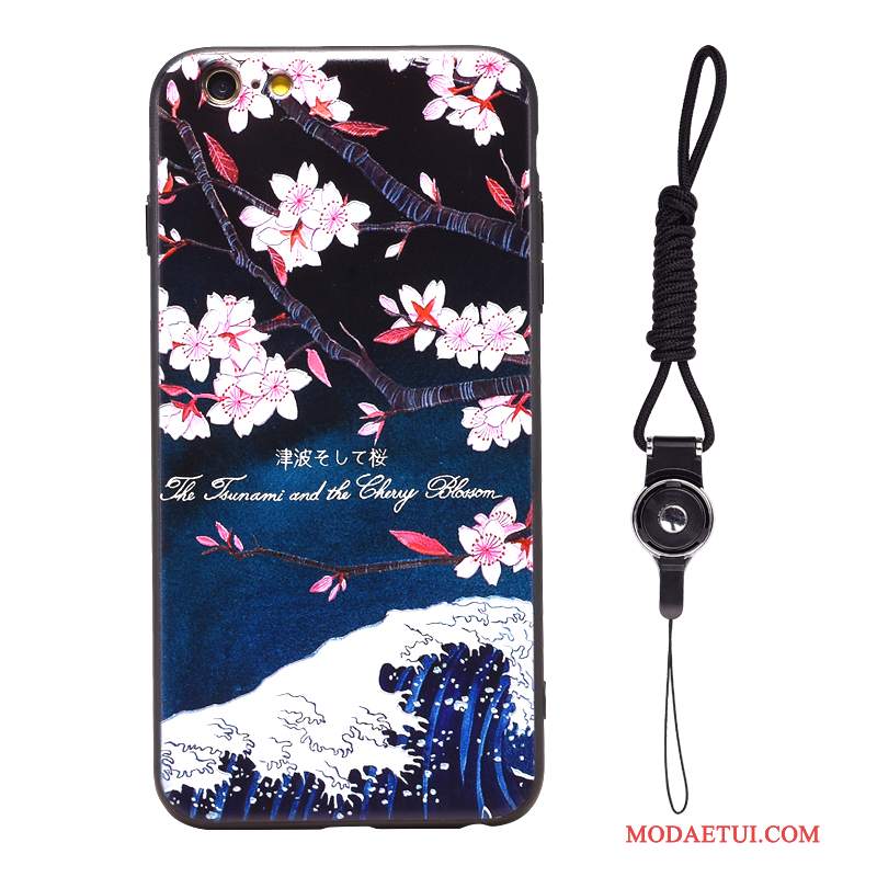 Futerał iPhone 6/6s Plus Vintage Wiszące Ozdoby Sakura, Etui iPhone 6/6s Plus Relief Japoński Ciemno Niebieski