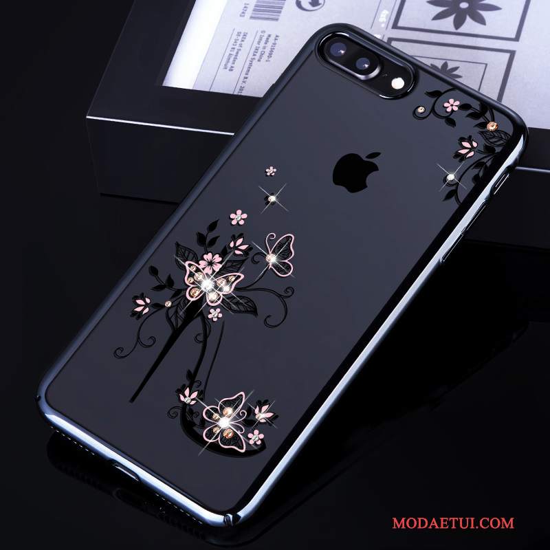 Futerał iPhone 8 Plus Rhinestone Na Telefon Trudno, Etui iPhone 8 Plus Luksusowy Przezroczysty Złoto