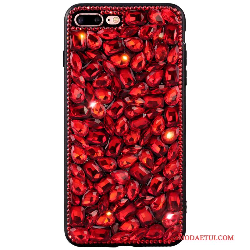 Futerał iPhone 8 Plus Rhinestone Osobowość Czerwony Netto, Etui iPhone 8 Plus Tendencjana Telefon