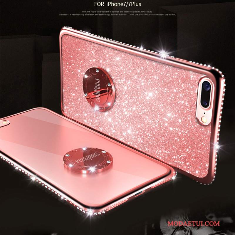 Futerał iPhone 8 Rhinestone Modna Markana Telefon, Etui iPhone 8 Różowe Czerwony