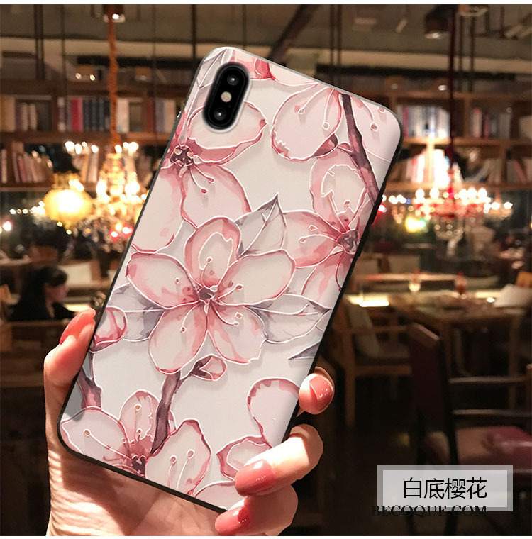 Futerał iPhone Xs Torby Sakura Anti-fall, Etui iPhone Xs Relief Mały Świeży