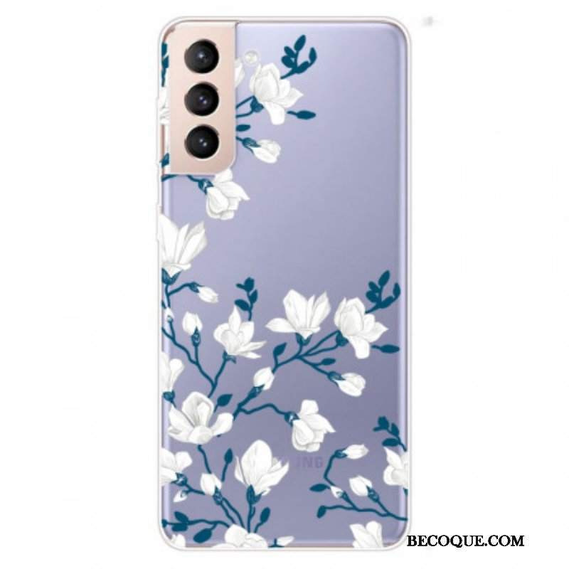 Futerały do Samsung Galaxy S22 5G Bezszwowi Biali Kwiaty