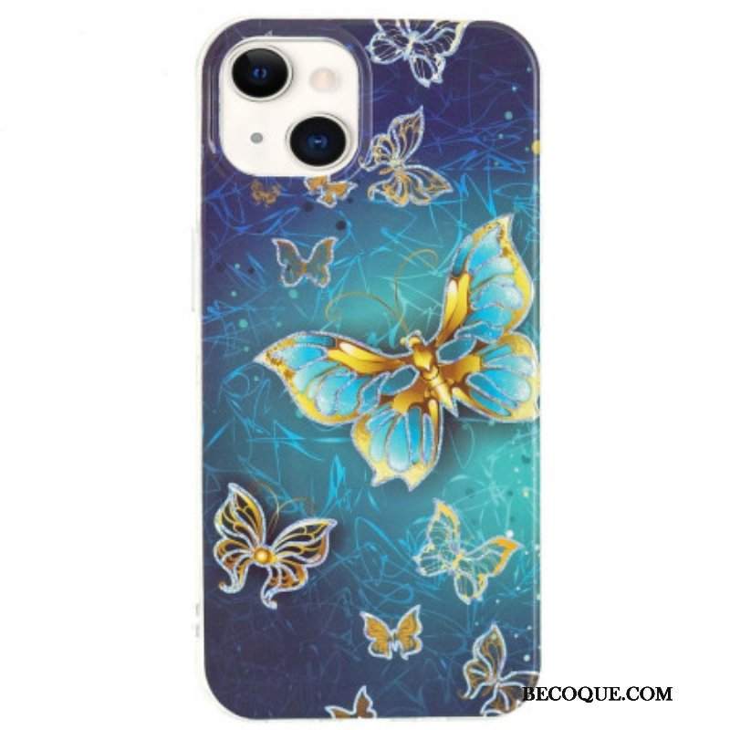 Futerały do iPhone 15 Plus Złote Motyle