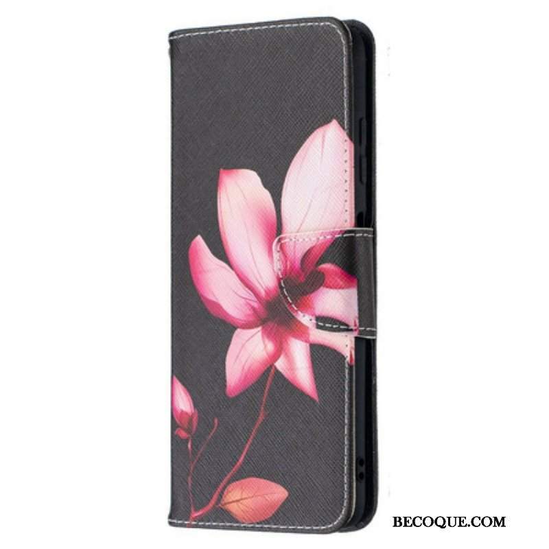 Skórzany Futerał do Poco X3 / X3 Pro / X3 NFC Różowy Kwiat